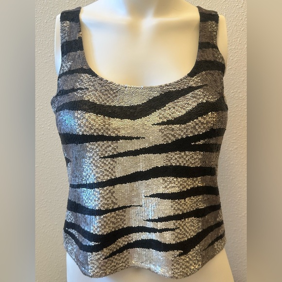 Lafayette 148 New York Zebra Sequin Top - Picture 1 of 12